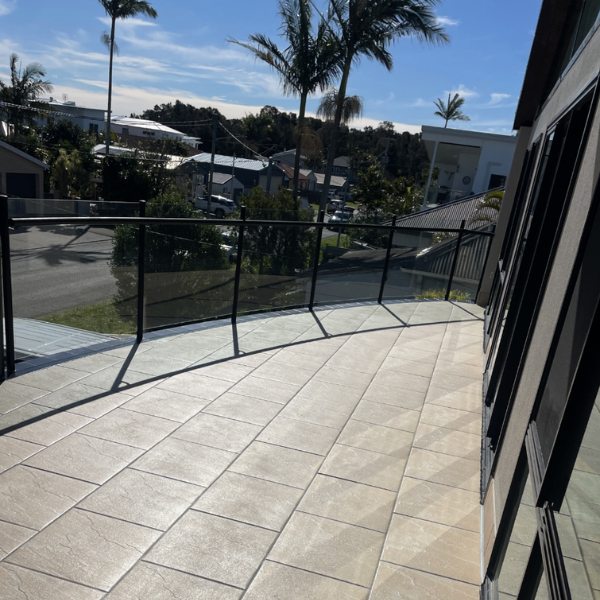 Tiled balcony surface inspected for shower and water leaks